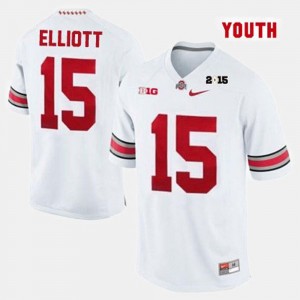 For Kids College Football Jersey White Ohio State Ezekiel Elliott #15